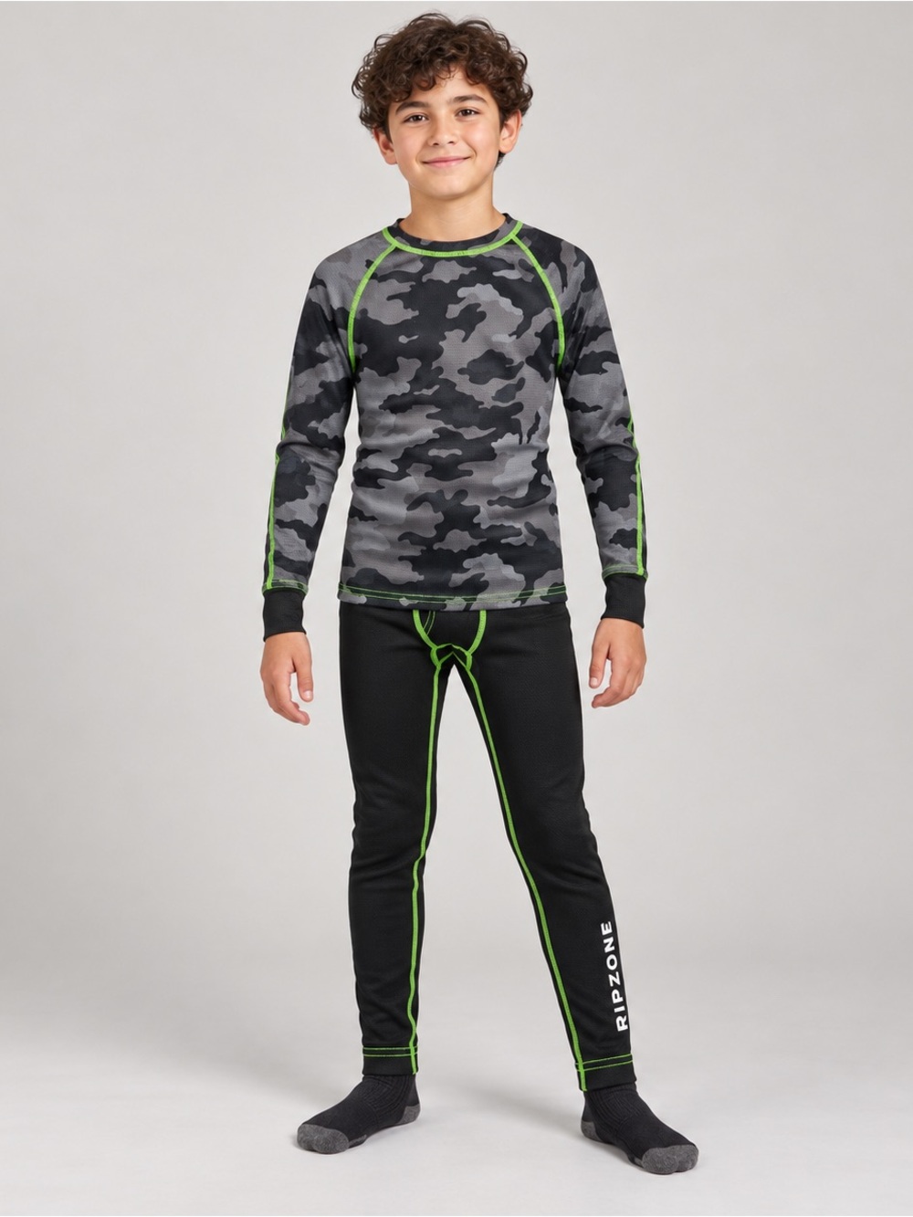 Ripzone Boys Camo Thermal Base Layer Set Top Pants Youth M